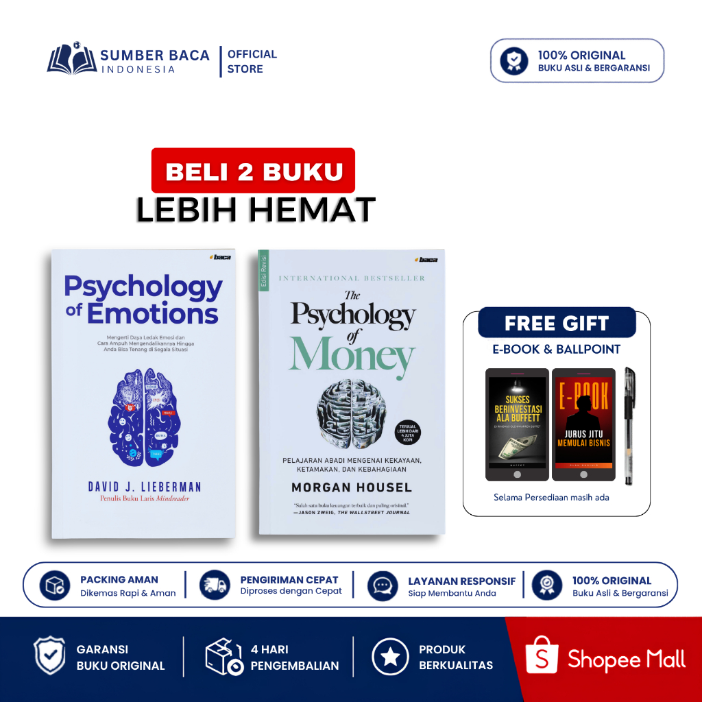 Paket Hemat Buku The Psychology of Money + The Psychology of Emotions | Buku Psikologi & Keuangan | 