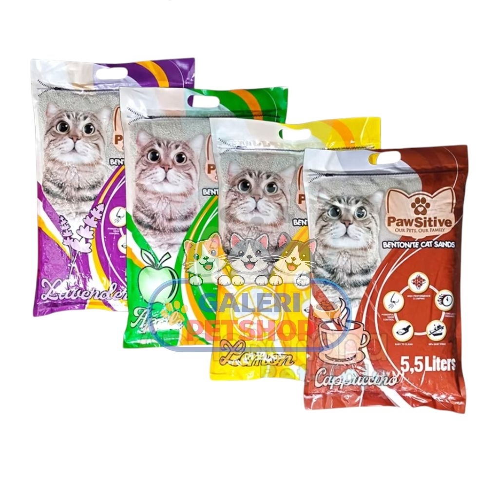 Pasir Pawsitive 5,5L Pasir Kucing Gumpal dan Wangi
