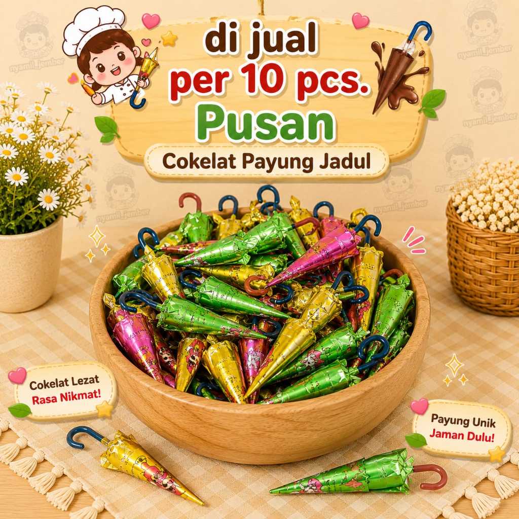 (10 PCS) PUSAN COKLAT PAYUNG JADUNG NOSTALGIA