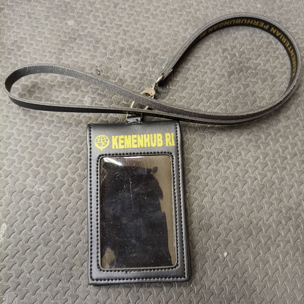 Lanyard 2sisi Kemenhub RI Hitam / Lanyard Kemenhub RI / Lanyard Kulit Kemenhub / Lanyard Kemenhub / 