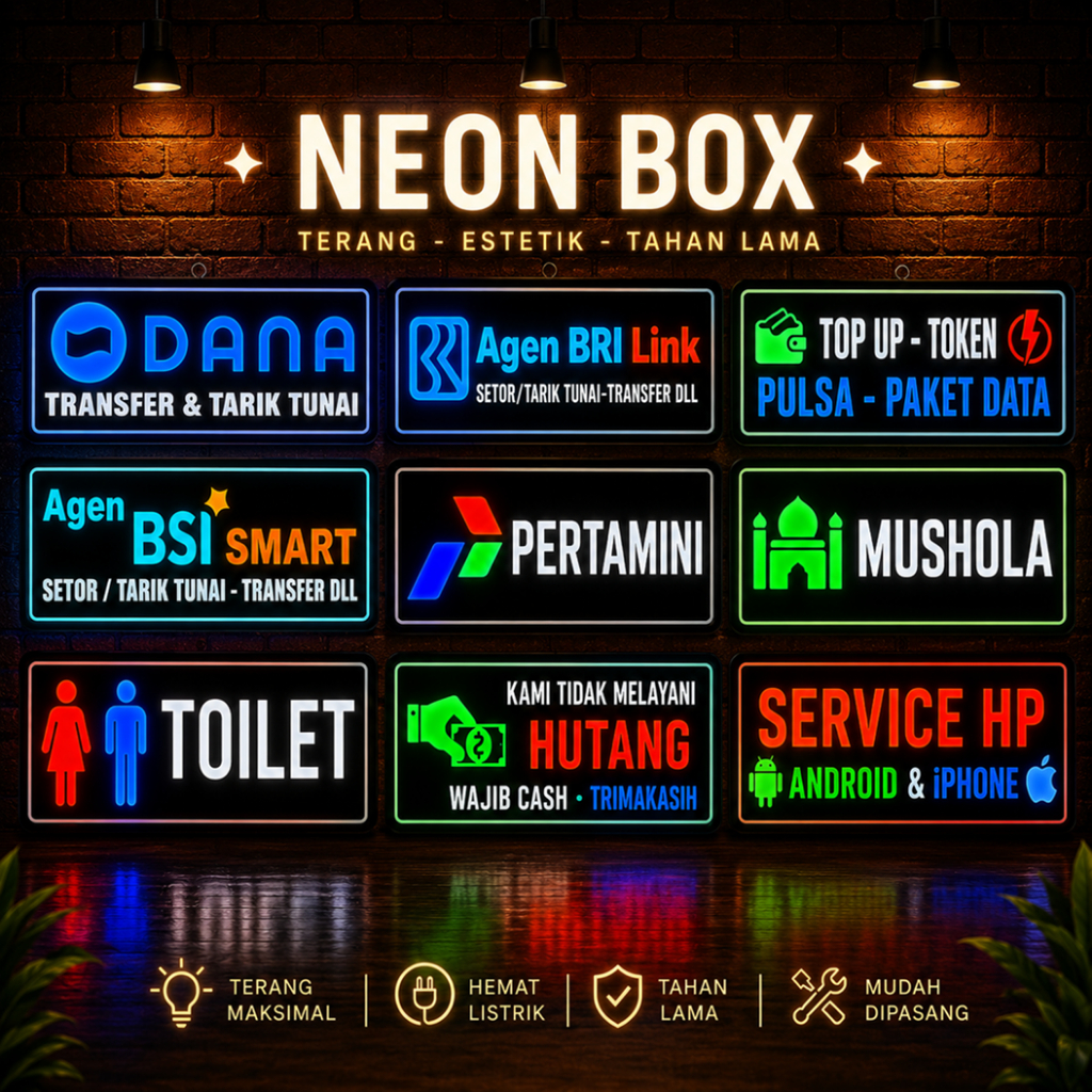 Lampu Neon Box / Lampu Neon Sign / Neon LED Penanda Usaha Hemat Listrik
