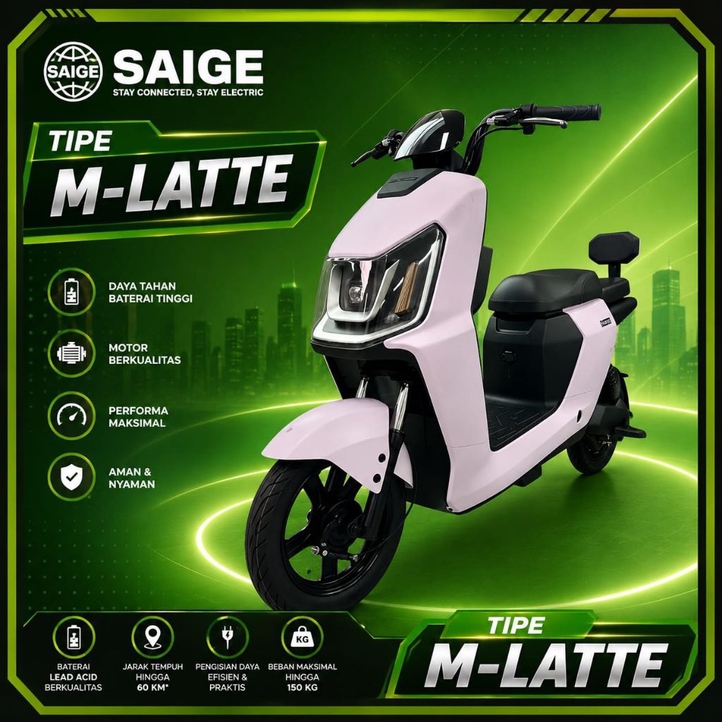 Sepedah Listrik SaiGe LATTE Speda Murah Anak Dan Dewasa Sepeda Listrik Terbaru