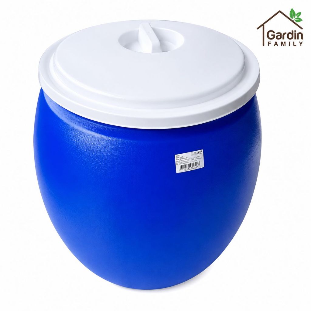 Gentong Air 60 Liter Biru Tutup Putih Green Leaf 0606  Drum Air Plastik Serbaguna - Khusus Gojek Gra