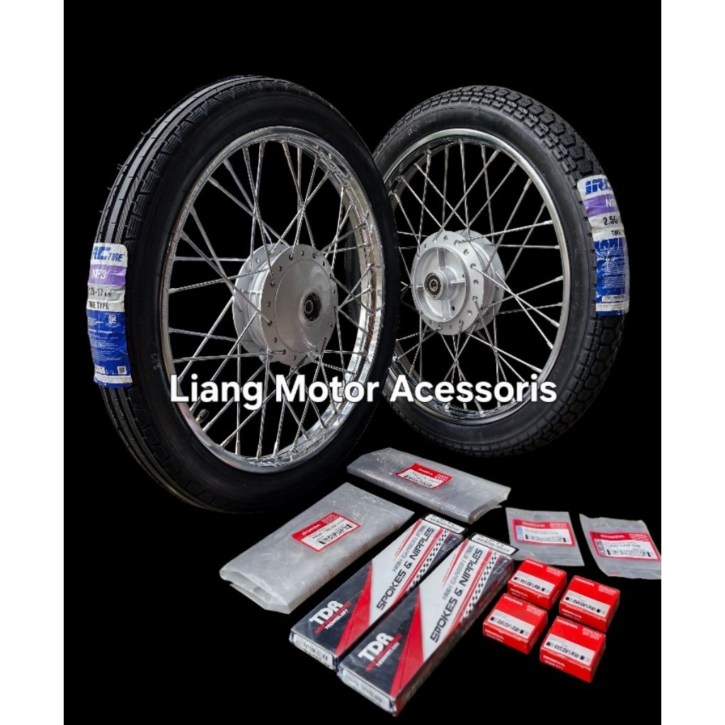 Sepaket Velg D.I.D Besi/Baja Ring 17 Ukuran 120 140 Tromol Set Original AHM Jari2 TDR Plus Ban IRC -
