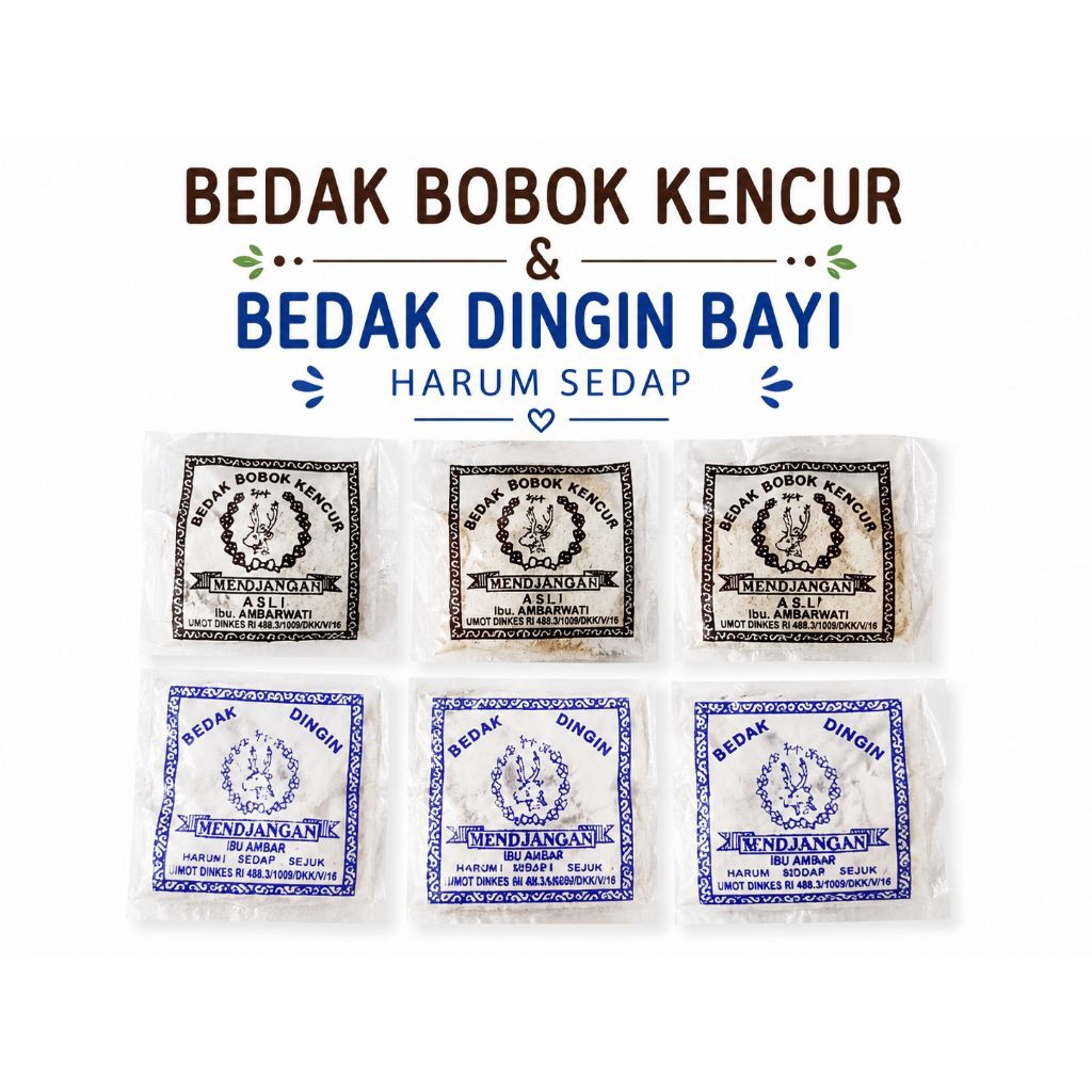 Beras bobok kencur 3 pcs & 3 Bedak dingin harum sedap bayi