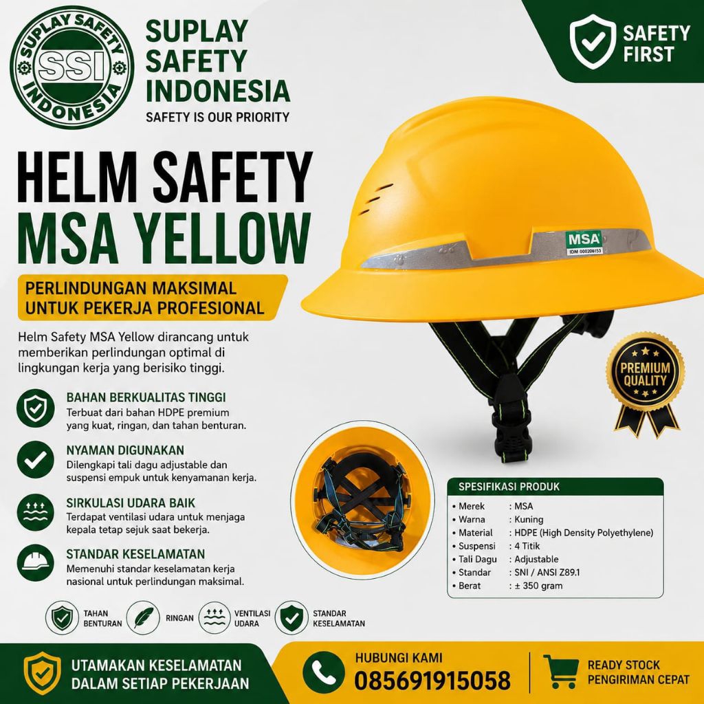 HELM PROYEK SAFETY MSA FULLBRIM ORIGINAL FASTRACK WARNA PUTIH - MSA FULLBRIM FASTRACK - MSA FASTRACK