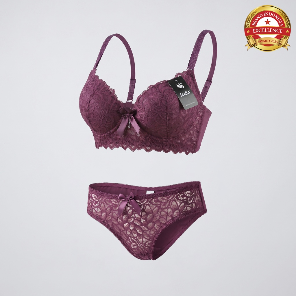 Scelta - Sexy Bra Set Celana Dalam Wanita Transparan Bralette Kawat Berkawat Renda Setelan Bh Sc Pb1853 Set
