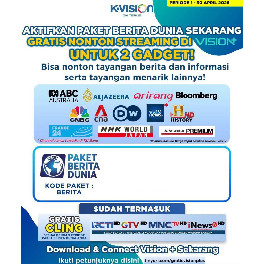 Voucher Paket K-Vision Berita Dunia 30 Hari K Vision