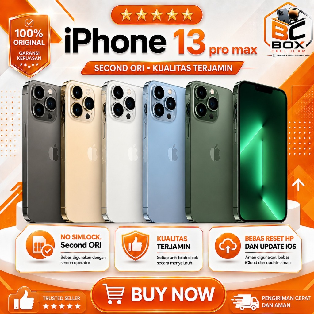 IPHONE 13 PRO MAX 128GB 256GB 512GB SECONDHAND LIKE NEW KONDISI FITUR NORMAL AMANAH TERPERCAYA