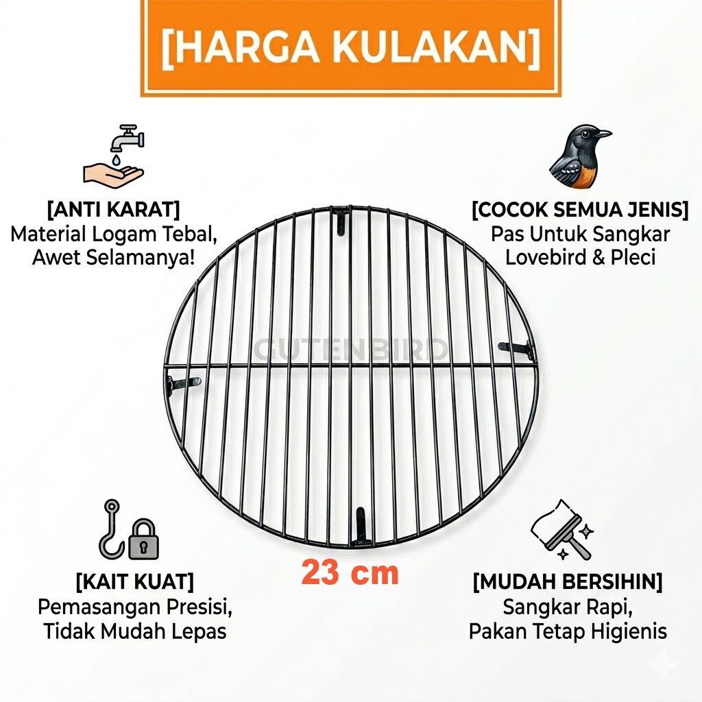 GUTENBIRD Angsang Besi Helopet Diameter 23cm Tebal Alas Tatakan Bawah Ram Kandang Burung Lovebird Pl