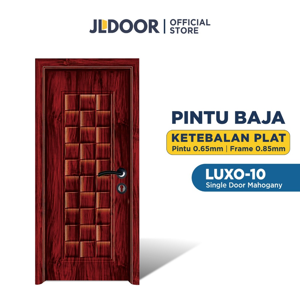JLDOOR Pintu Baja Ringan Minimalis LUXO 10 Red Mahogany