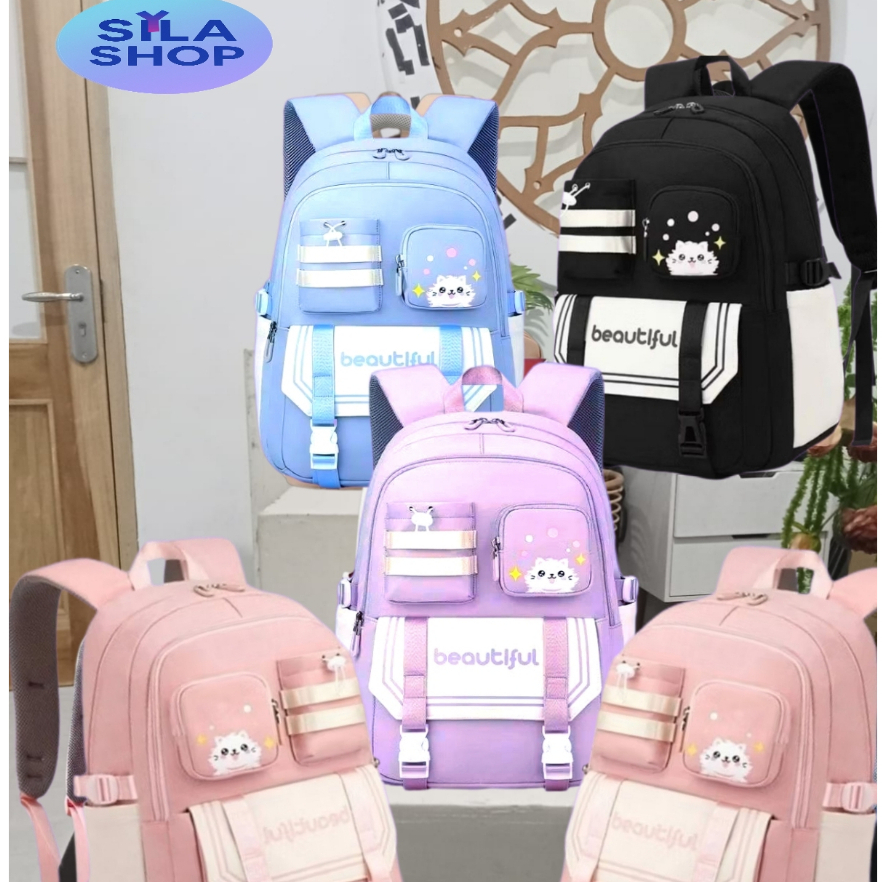 Tas Ransel Anak Sekolah Wanita & Laki2 SD SMP SMA Tas Backpack Kekinian-SIYLA FESYEN