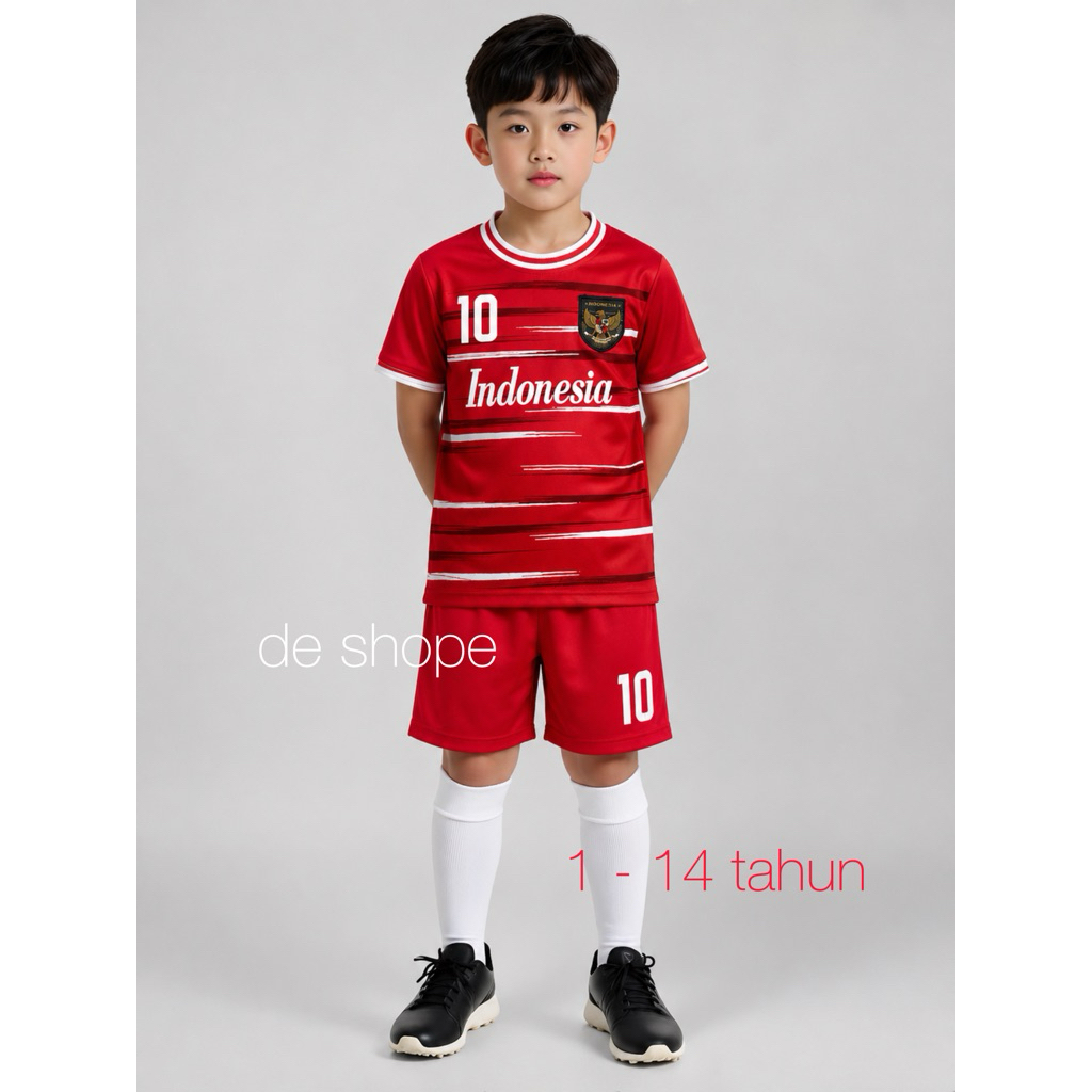 BISA COD / SETELAN TIMNAS INDONESIA TERBARU / SET BAJU BOLA ANAK LAKI LAKI TERMURAH / KAOS BOLA TIMN