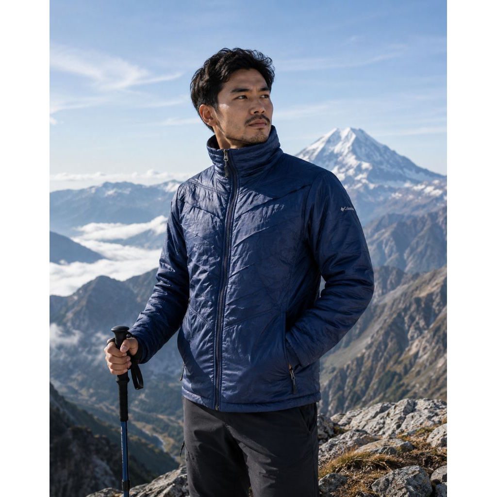 Jaket Outdoor Columbia Omni Heat Hangat Motif Lebah Size L