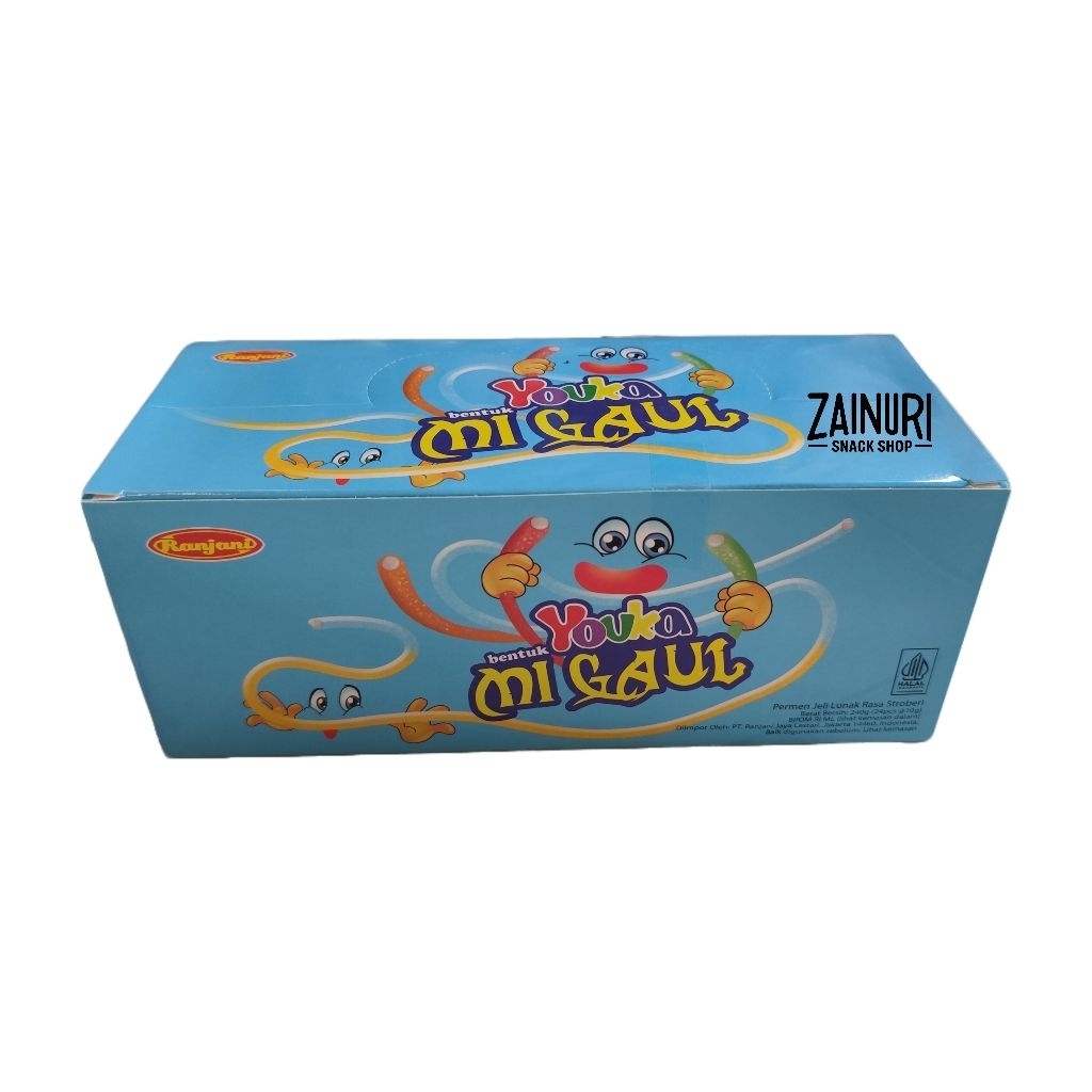 Ranjani Youka Bentuk Mi Gaul Permen Jeli Lunak Rasa Stroberi 1 Box Isi 24 pcs x 10g Halal BPOM Viral