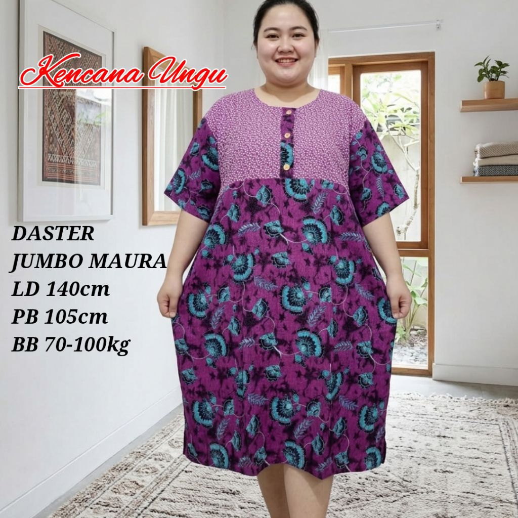 Daster Jumbo Maura Ld140 Pb105 Kencana Ungu Coklat