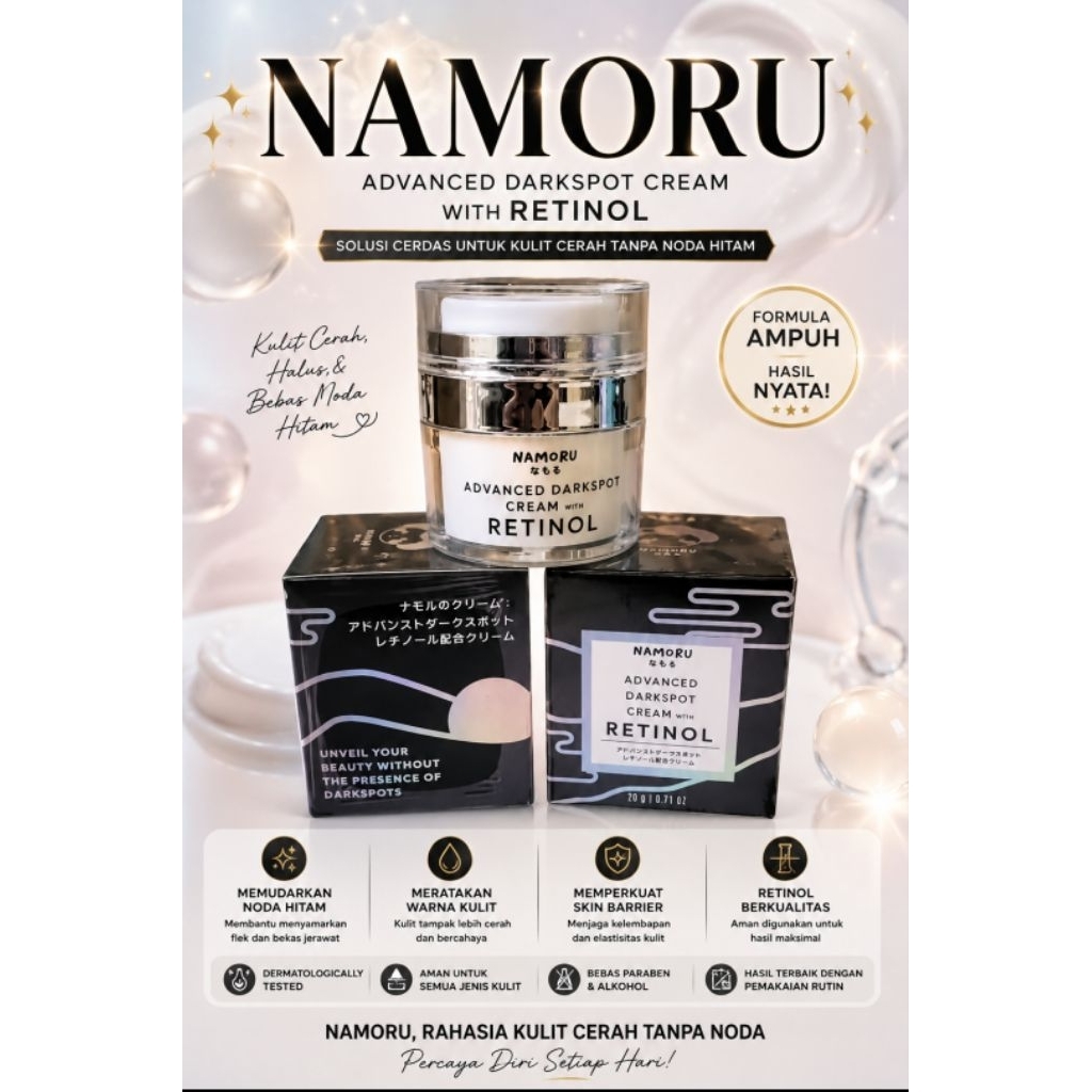 new arravel namoru  cream retinol original menghilangkan flek membandel