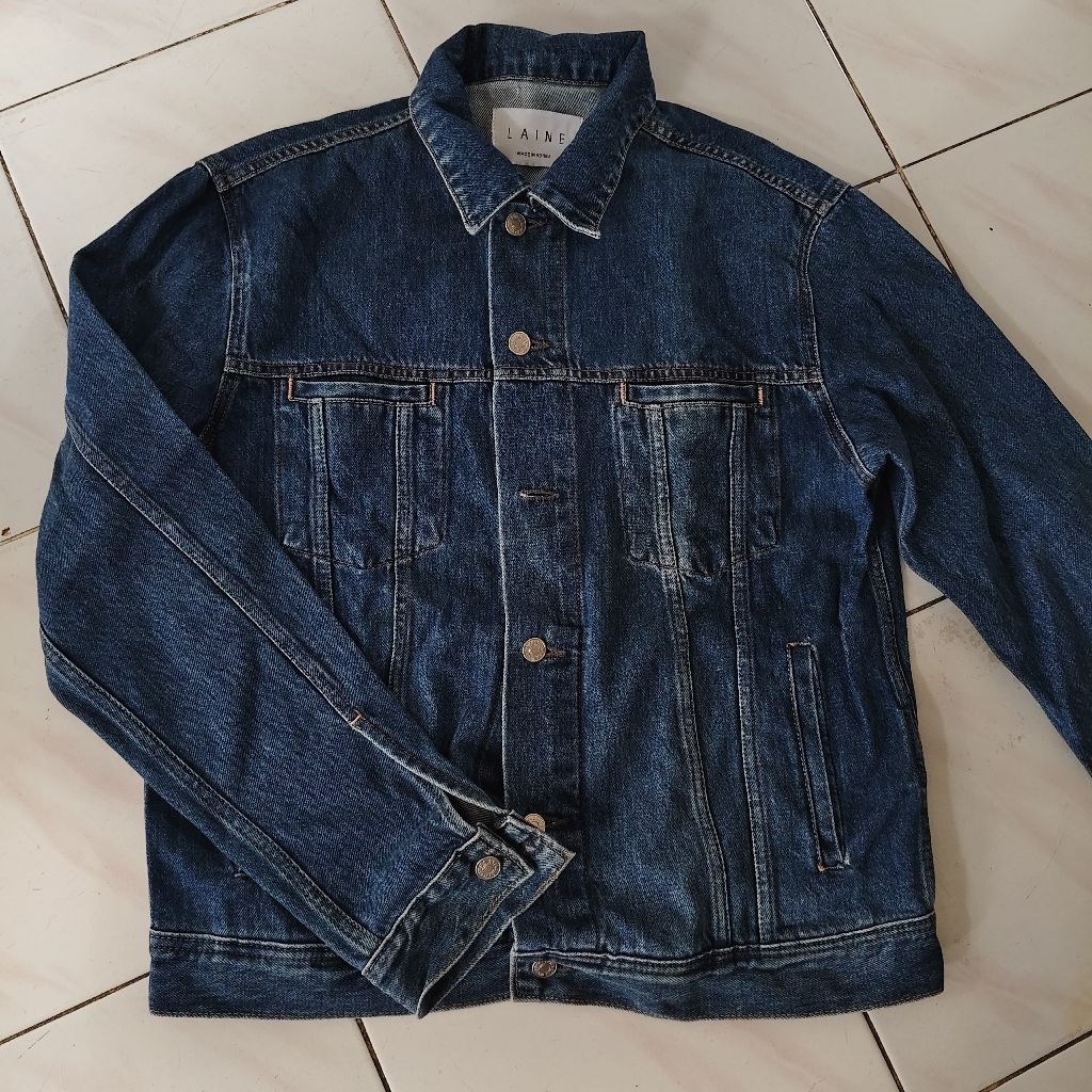 Jacket jeans denim cowok brand Laine made in Korea Ld  110 panjang 65