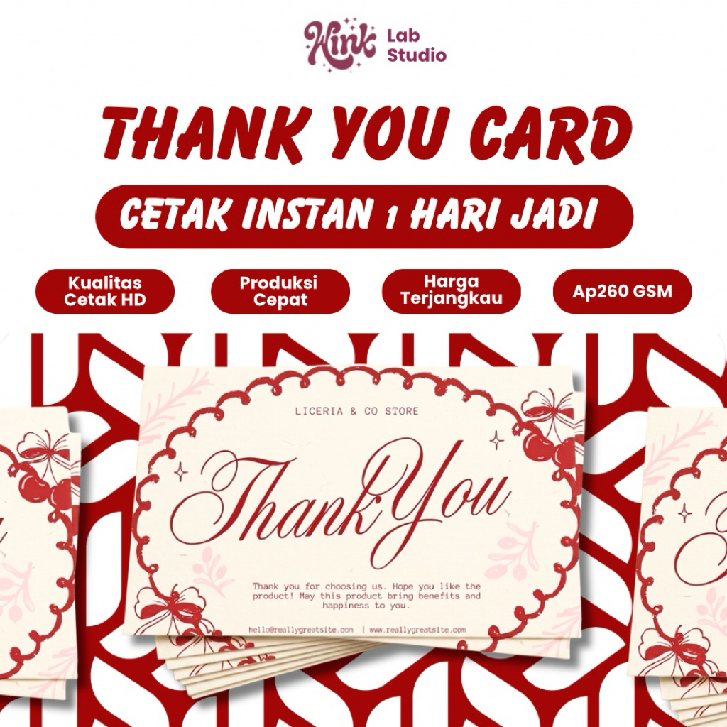 9x6 THANK YOU CARD CUSTOM KARTU UCAPAN CUSTOM TERIMA KASIH 9x6 dapat 21pcs