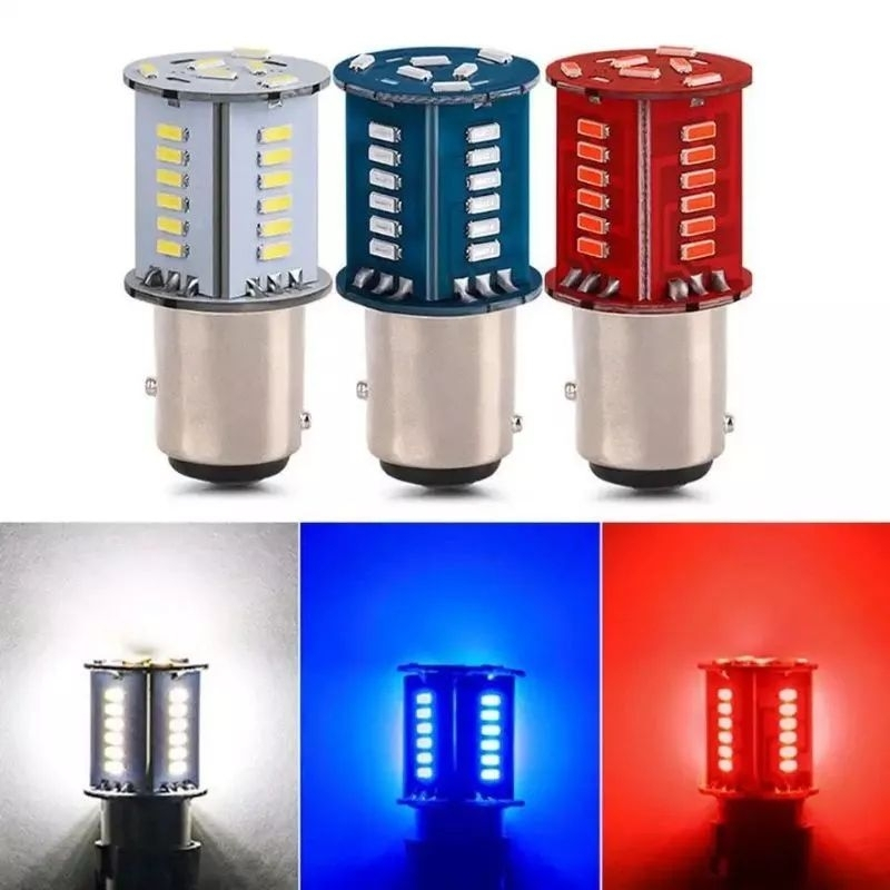 (COD) Lampu LED Stop Rem Brake Senja Running / arus DC 30 mata motor mobil Universal Merah Biru Puti