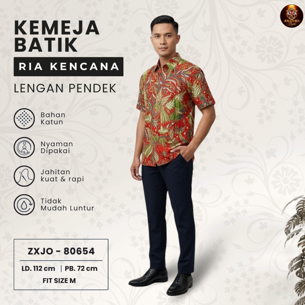 Kemeja Batik Pria Lengan Pendek Hem Batik Dewasa Kemeja Kondangan Bahan Tebal Ria Batik Solo