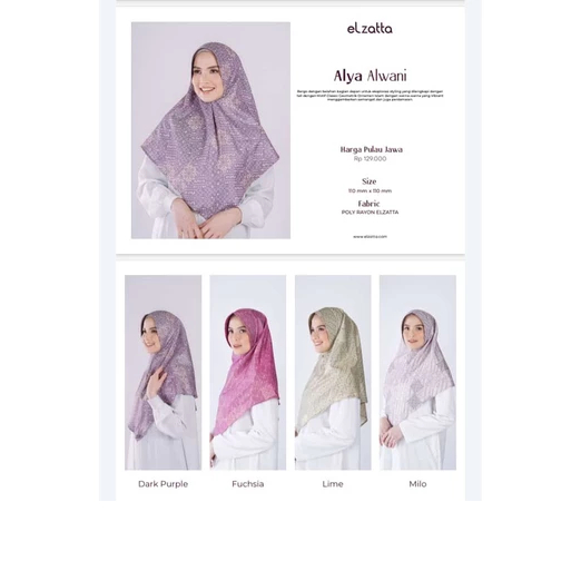 Elzatta Bergo Alya Alwani hijab instan Motif Bergo Terbaru Elzatta promo