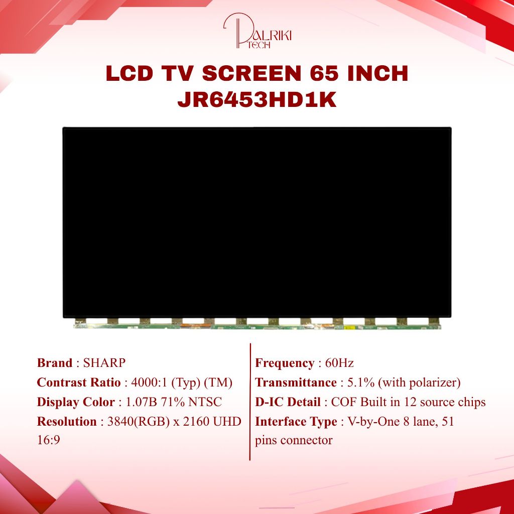 SHARP LCD TV SCREEN 65 INCH ORIGINAL JR6453HD1K JR645R3HA3L DA645E21KH0