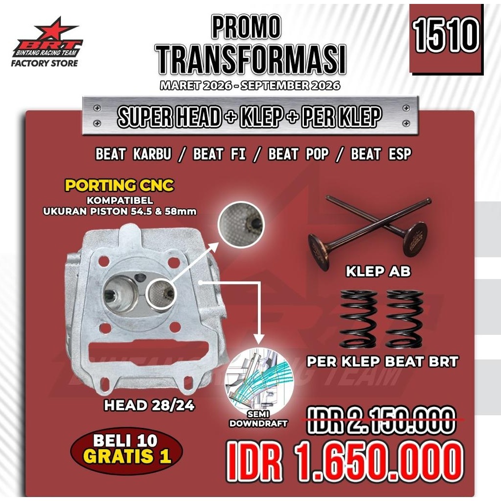 BRT Super Head Beat Karbu Scoopy Spacy Karbu 28/24 Porting CNC