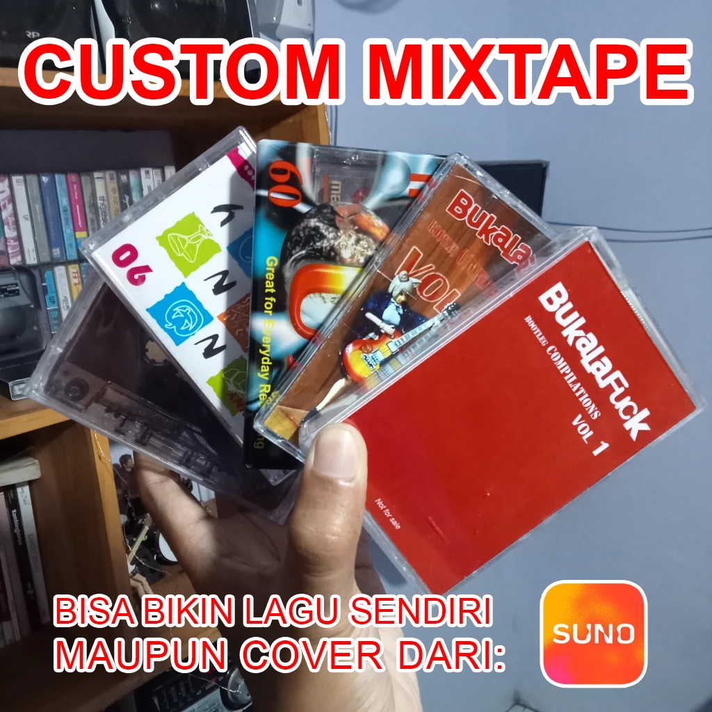 Custom Mixtape Kaset Pita C40, C60 & C90 - BISA UNTUK KADO ULANG TAHUN / ULTAH + UCAPAN SELAMAT