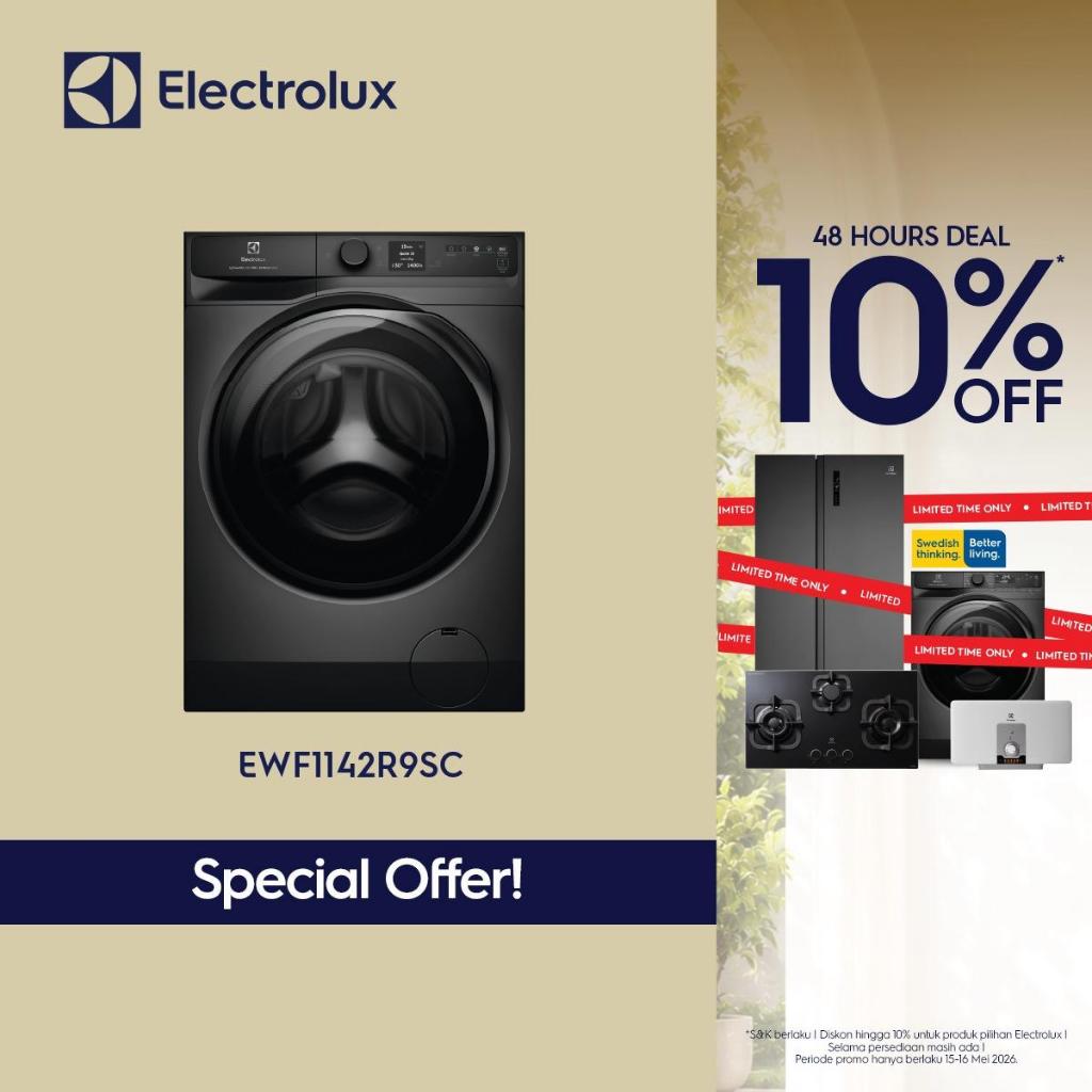 Mesin Cuci Front Loading Electrolux EWF1142R9SC 11kg, Abu-Abu, UltimateCare 900