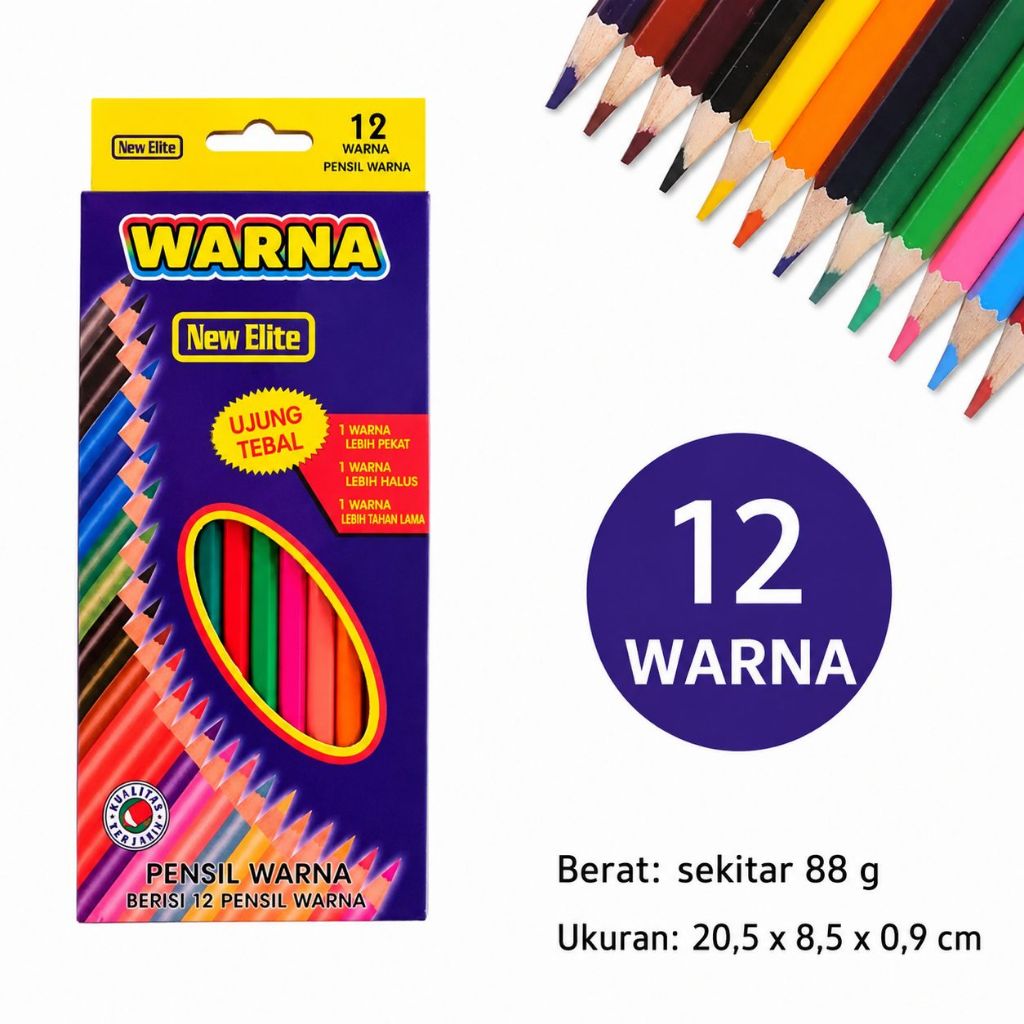 Pensil Warna 12 Warna Panjang Murah || PENSIL WARNA MURAH MERIAH