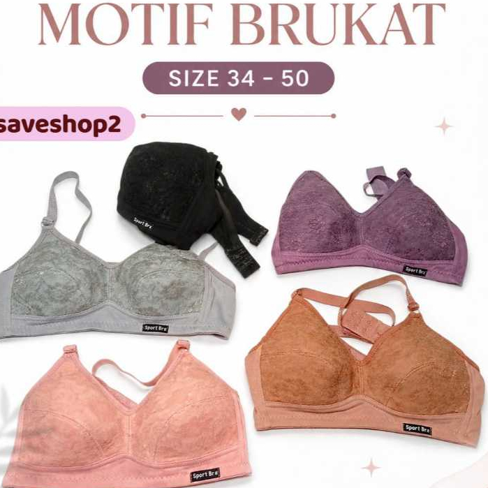 12/6/ 3 PCS Sport Bra Bh Remaja Dan Jumbo Size 34 - 50 Bh Wanita Tanpa Kawat Bra Jumbo