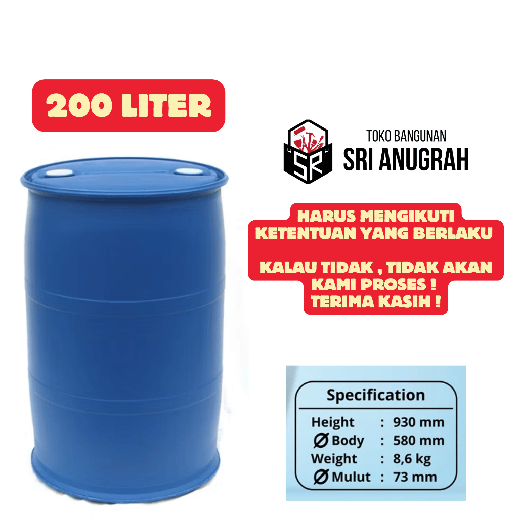 Drum Plastik HDPE Ukuran 200 liter