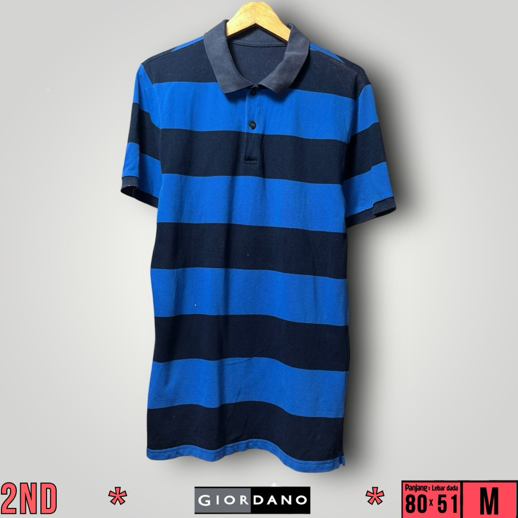 Kaos Polo Pria Giordano Garis Hitam Size M (80x51)cm