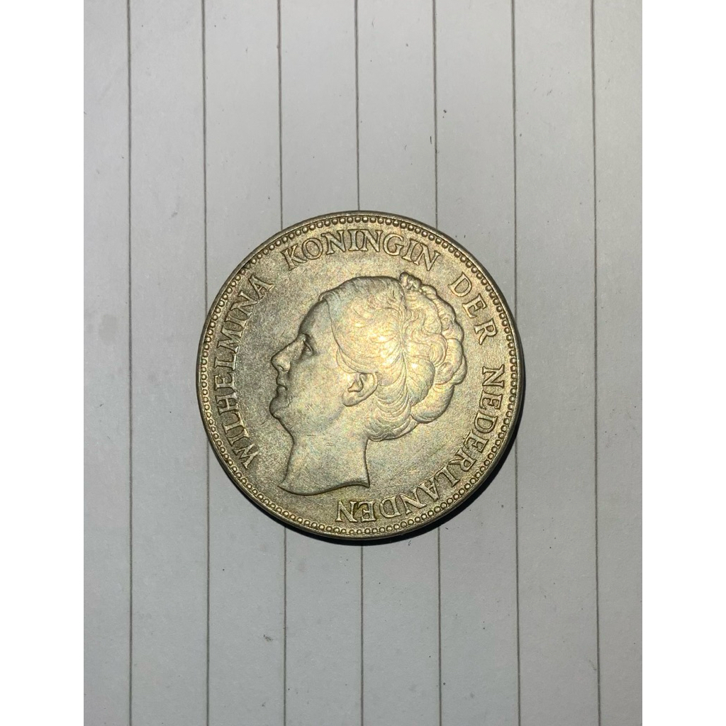 Koin Perak 1 Gulden 1928 Belanda Silver Asli | Ratu Wilhelmina