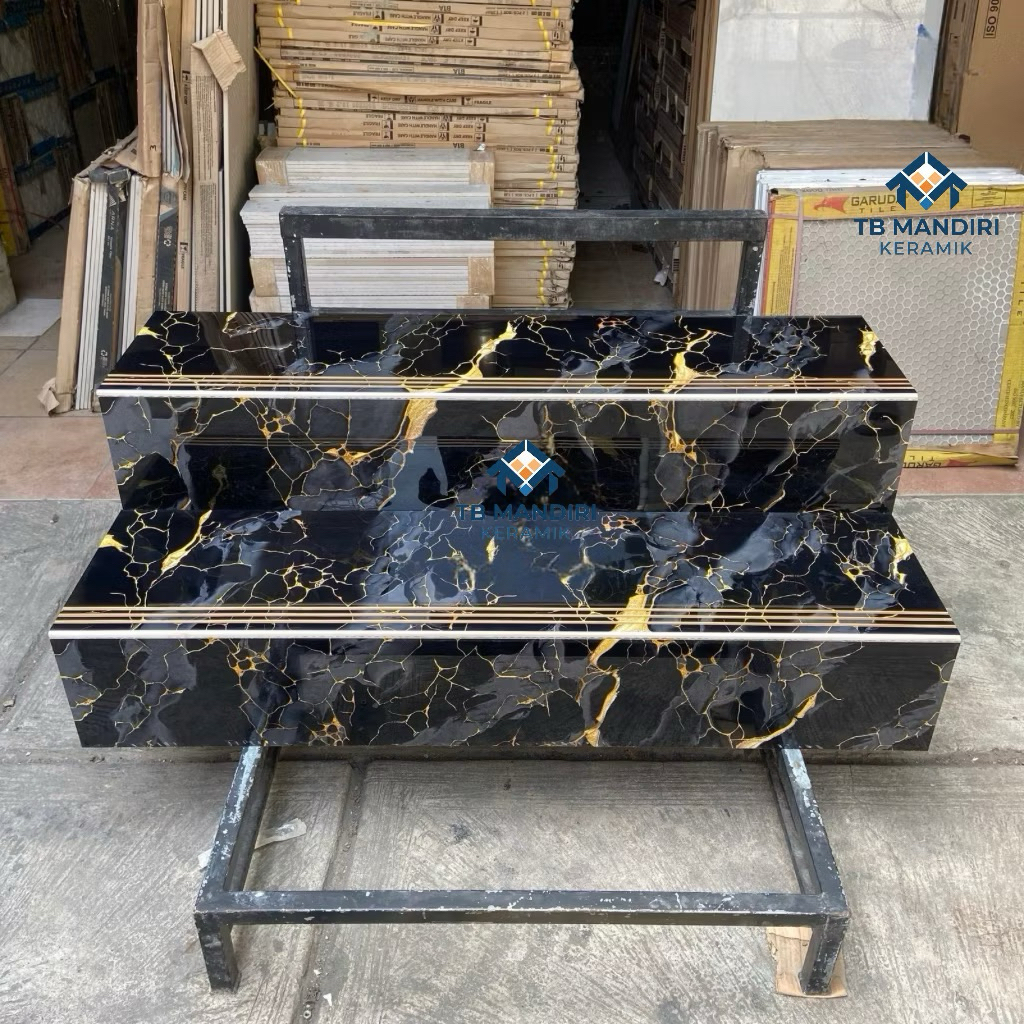 Granit Tangga Stepnosing 30x80 20x80 | 30x90 20x90 | 30x100 20x100 | 30x120 20x120 Kanaka Black Gold