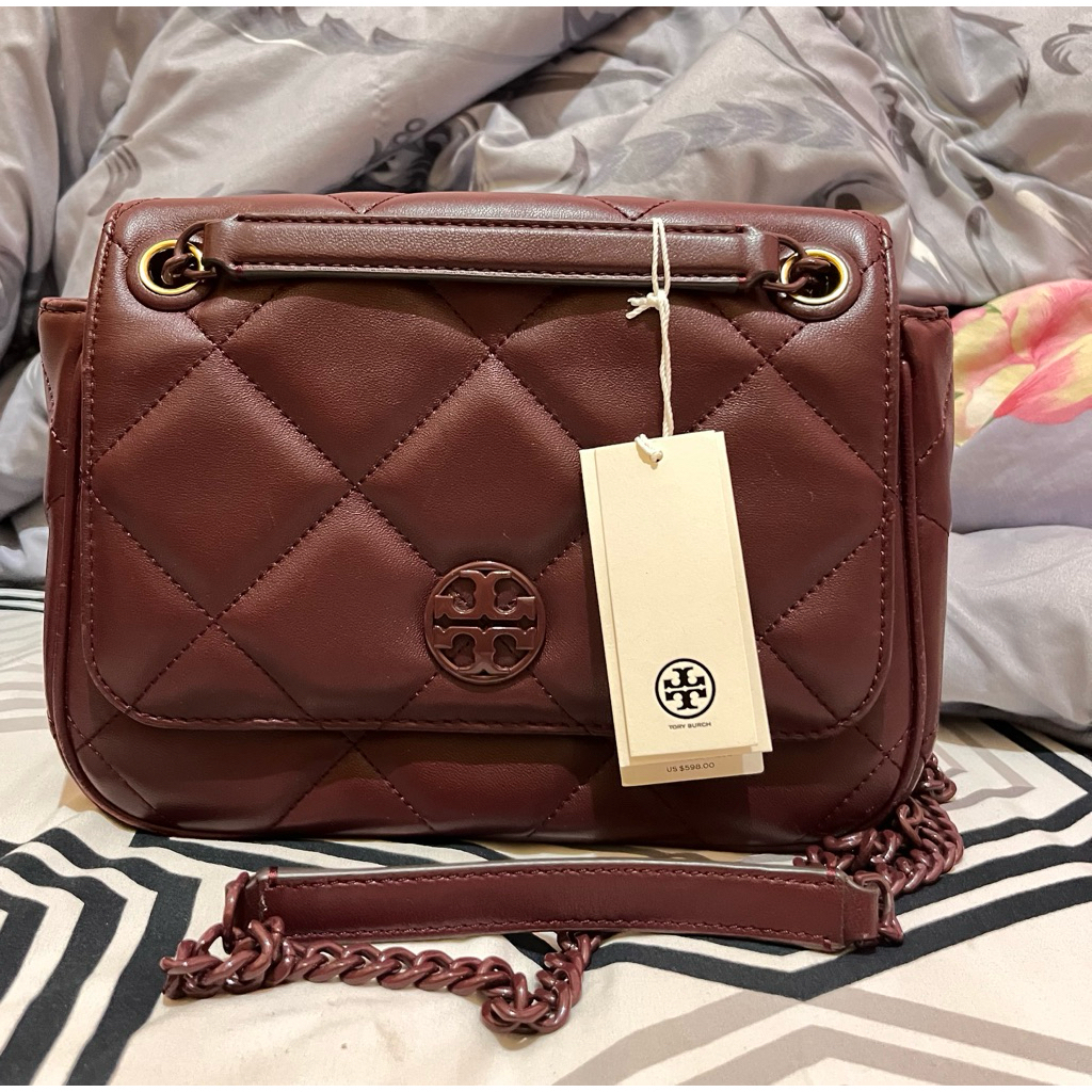 TB Willa Soft Quilt Small Shoulder Bag Claret Scond