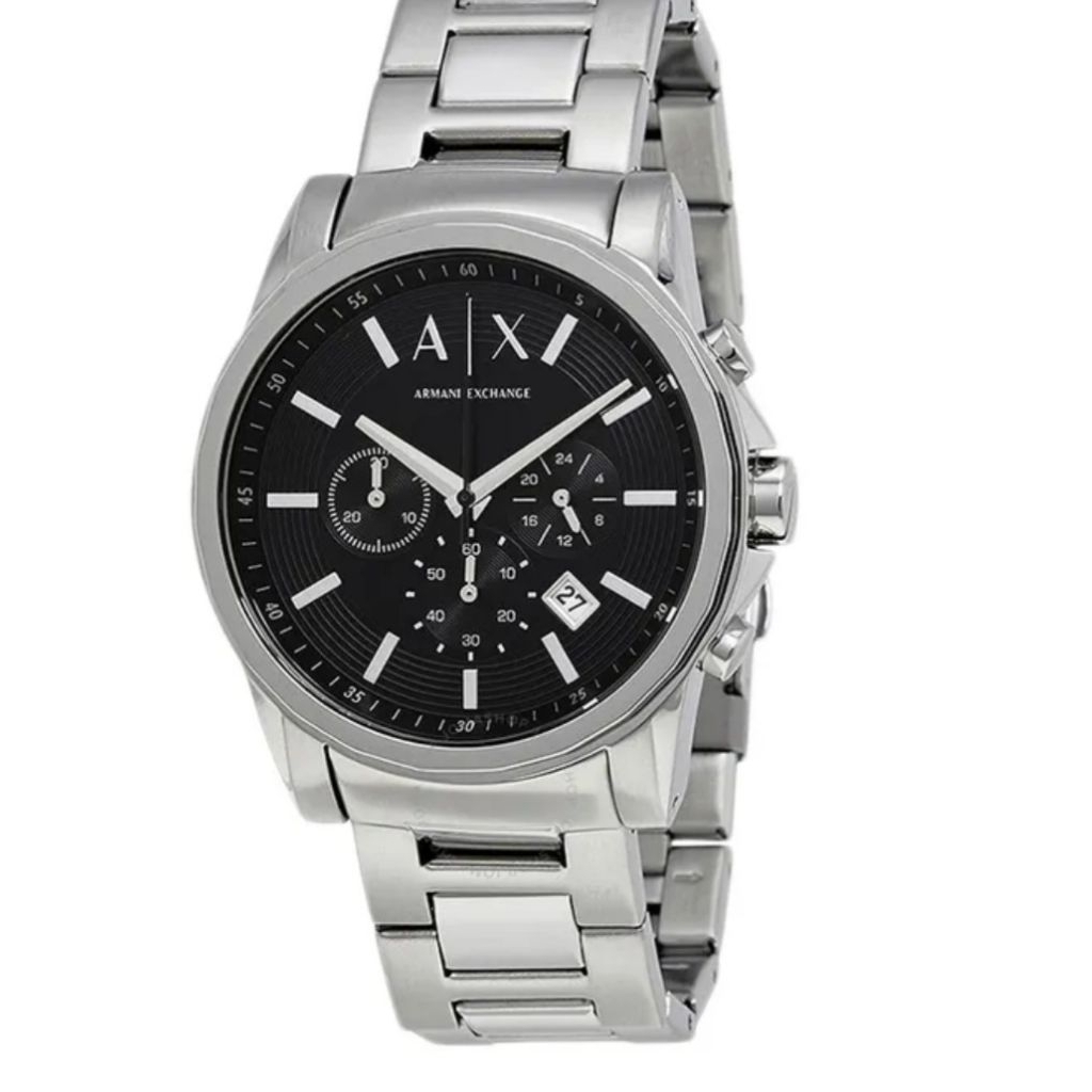JAM TANGAN ARMANI EXCHANGE CHRONOGRAPH BLACK DIAL SILVER AX 2084 second