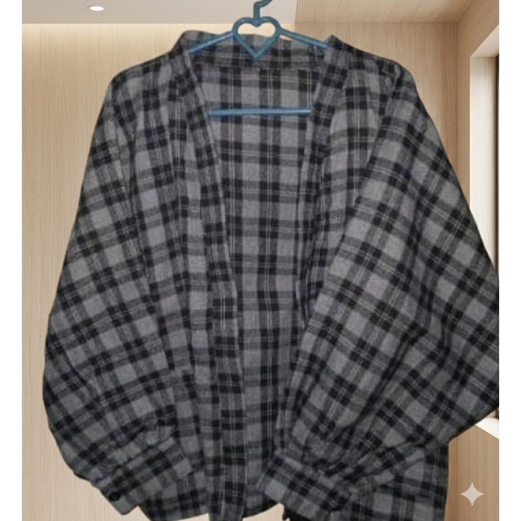 Outer Flanel Oversize Wanita / Kemeja Kotak-Kotak Vintage Style