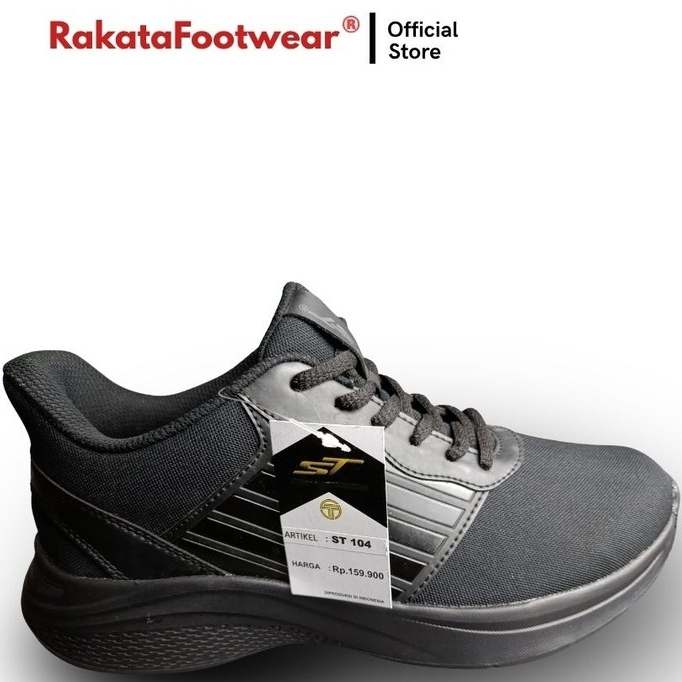 Rakata Footwear ST 104 Sepatu Sneakers Ukuran 42 Pria Hitam Polos Casual Sekolah Olahraga Running Ke