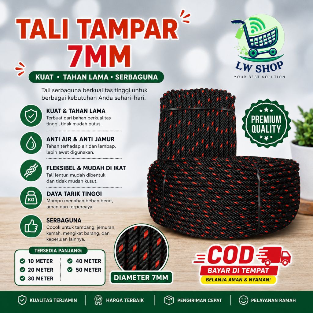 Tali Tambang|Tali Tampar 7mm|Tali Tampar|Tali Proyek|Tali Murah