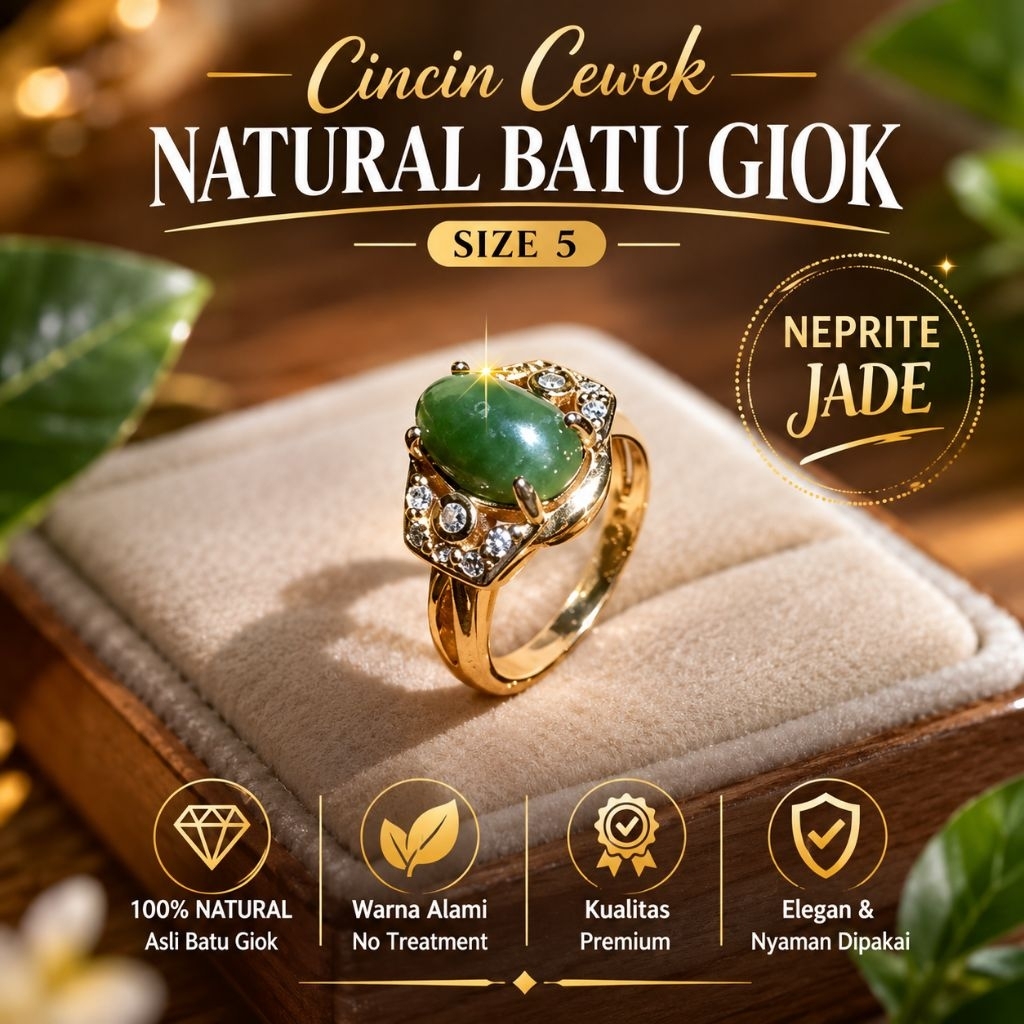 cincin batu giok cewek (giok asli)