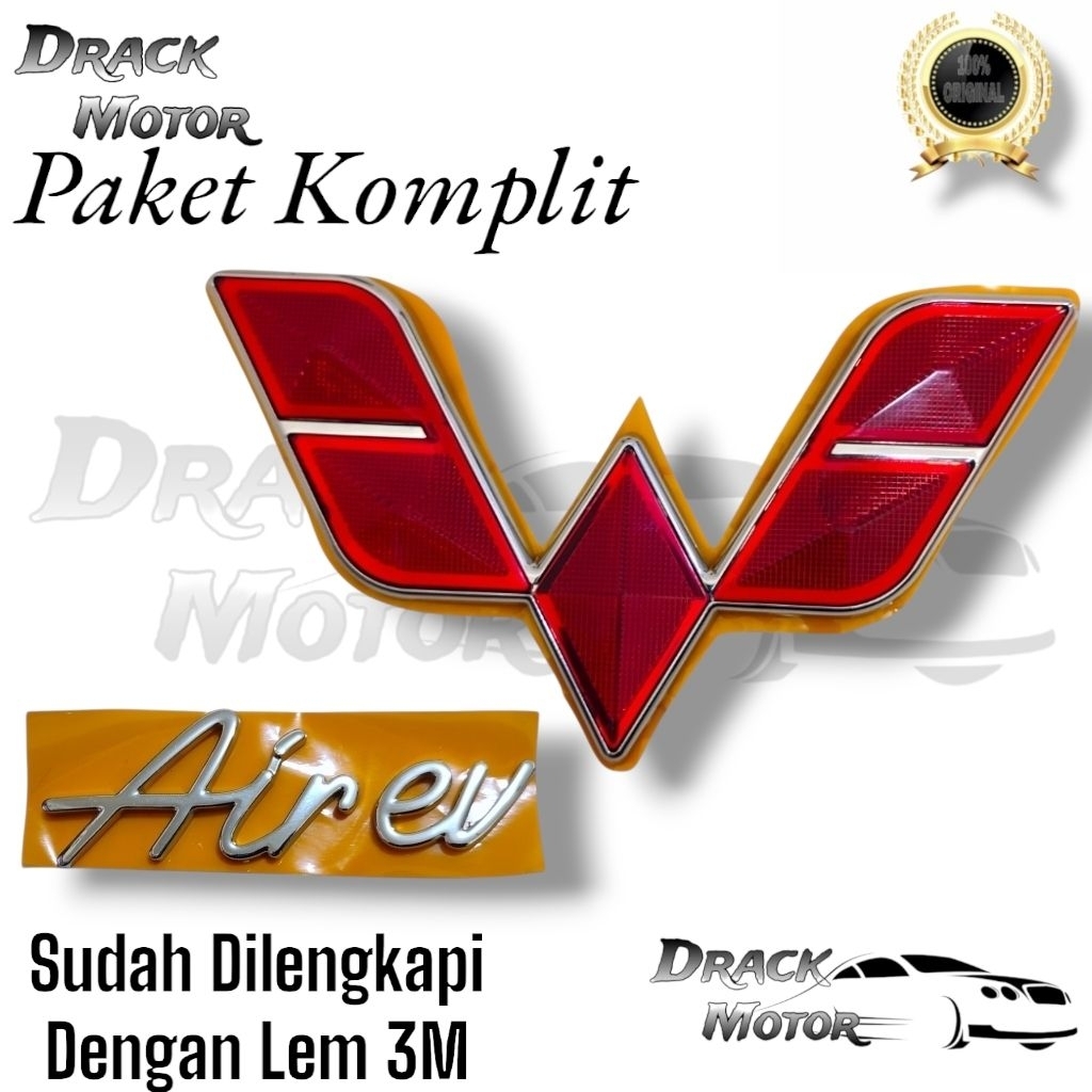 Paket Komplit Logo Emblem Wuling Air ev Chrome Original // Logo emblem lima berlian Wuling ORIGINAL 