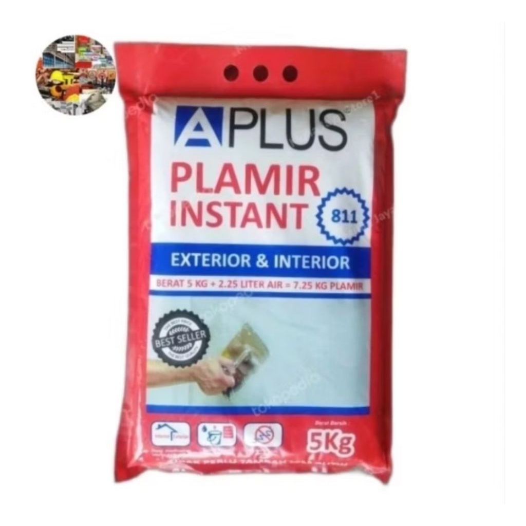 Plamir instan Aplus 5 kg. Plamir tembok murah berkualitas.