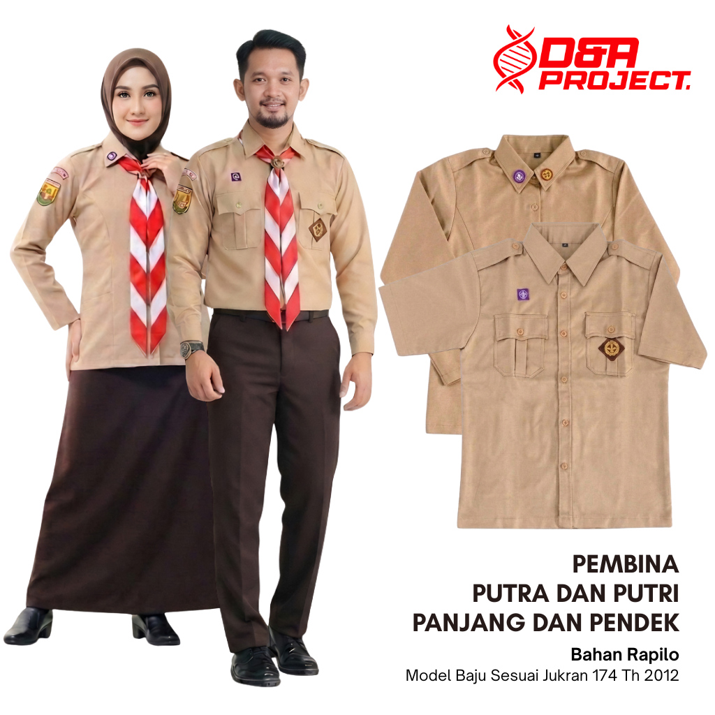 Seragam Pramuka PDH Guru Pembina Pns Putra Putri Lengan Pendek Panjang Rapilo Premium