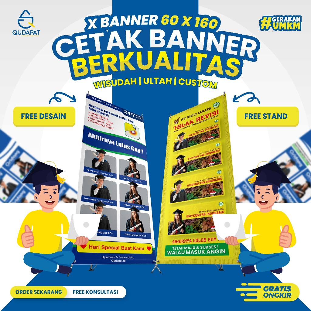 X Banner Wisudah Free rangka dan Free desain template | Banner Wisudah | Banner Sempro | Banner Sida