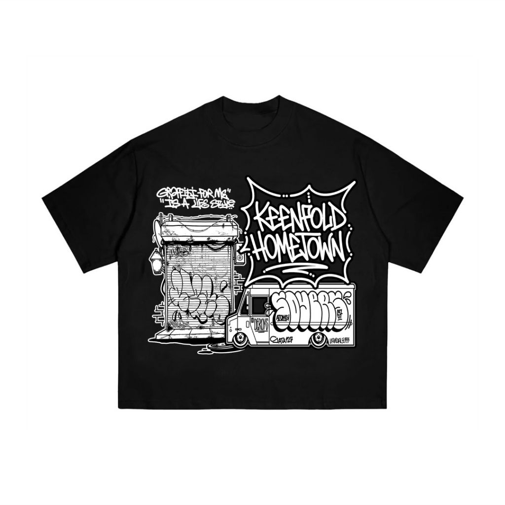 KEENFOLD  Boxy T-Shirt Oversize Hometown  Streetwear Graffiti