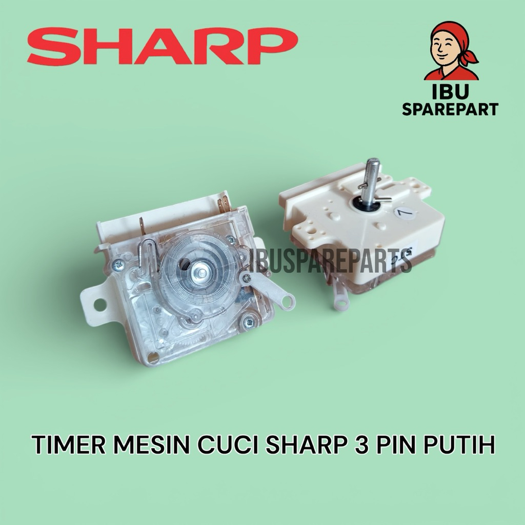 TIMER SOCKET SHARP 3 PIN PUTIH ORIGINAL/ TIMER WASH SHARP 3 PIN PUTIH ORIGINAL / TIMER PENCUCI SHARP