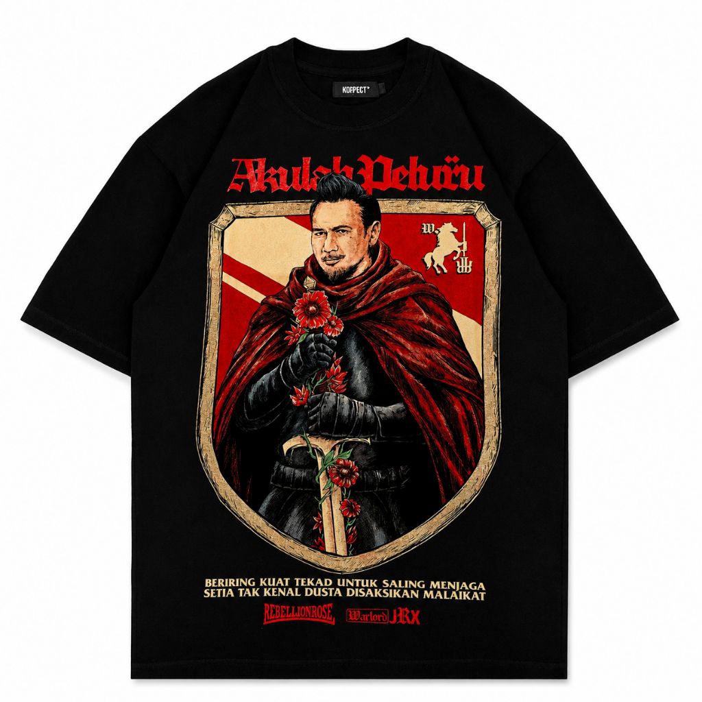 Kaos Distro / Baju Pria & Wanita T-Shirt unisex Rebellion Rose Warrior Shirt X JRX cotton combed 24s