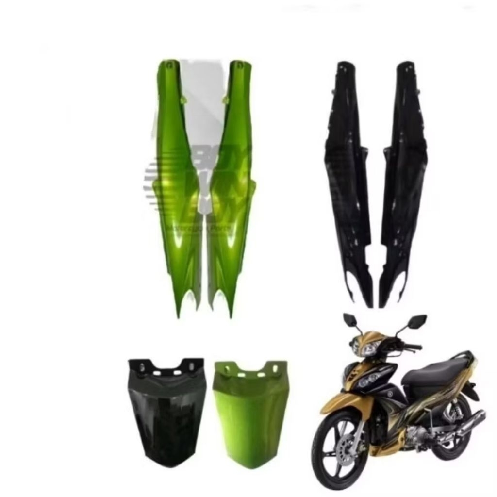 cover body jupiter z new 2010/ Jupiter robot warna hitam & hijau, slebor belakang & slebor depan 1-s